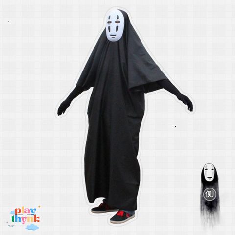Bộ Trang Phục Cosplay Ma Vô Diện Spirited Away - Mặt Nạ và Găng Tay Độc Đáo cho Fan Anime