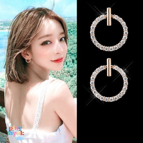Bông Tai Vòng Phong Cách Nữ J6 - Set Trang Sức Độc Đáo Bằng Bạc S925 và Vàng Trắng 18K, Chống Dị Ứng và Oxy Hóa