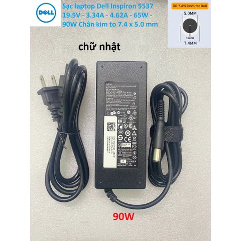 Sạc Laptop Dell 19.5V 4.62A 90W Chân Kim To 7.4mm x 5.0mm - Phụ Kiện Chính Hãng Giá Rẻ, Tương Thích với Nhiều Dòng Inspiron, Latitude, Vostro