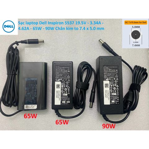 Sạc Laptop Dell 19.5V 4.62A 90W Chân Kim To 7.4mm x 5.0mm - Phụ Kiện Chính Hãng Tương Thích Inspiron, Latitude, Vostro