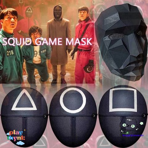 Mặt Nạ Gác Cổng Squid Game - Phụ Kiện Thời Trang Độc Đáo, Màu Đen, Kích Thước 28x20cm, Hàng Có Sẵn, Thích Hợp Mọi Lứa Tuổi
