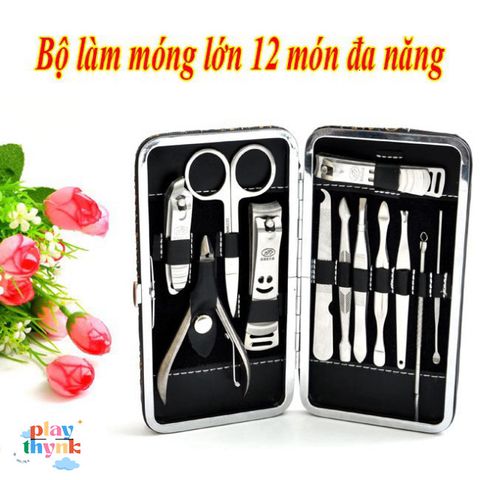 Bộ dụng cụ chăm sóc móng 12 món cao cấp với kềm bấm lớn - Dụng cụ làm đẹp hoàn hảo cho móng tay xinh đẹp