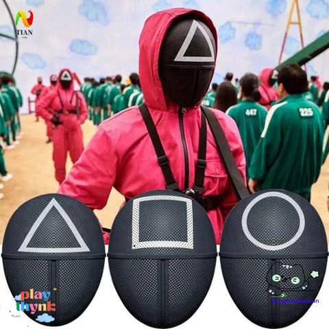 Khẩu Trang Cosplay Tam Giác Độc Đáo - Mặt Nạ Trò Chơi Câu Mực Hàn Quốc - Đạo Cụ Thời Trang Game Tử Thần