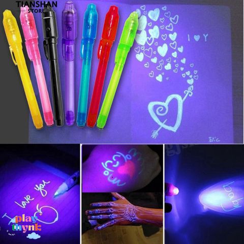 Bộ 4 bút mực tàng hình VTO30 với đèn UV - Viết bí mật, ghi chú học tập tiện lợi và độc đáo cho trẻ em và sinh viên