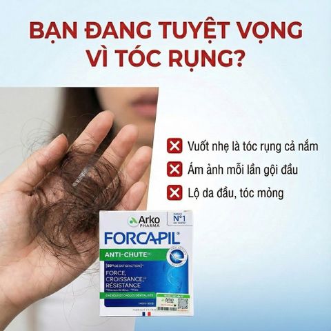 Viên Uống Mọc Tóc Arkopharma forcapil Anti-Chute 30 Viên - Hỗ Trợ Tóc Mọc Dày Khỏe, Ngăn Ngừa Rụng Tóc, Cải Thiện Tình Trạng Tóc Mỏng