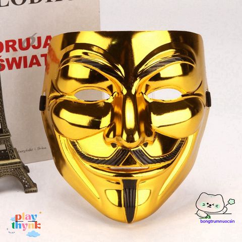 Mặt Nạ Hóa Trang Hacker Anonymous Vàng Bạc Đen Trắng - Phụ Kiện Độc Đáo Cho Halloween và Cosplay