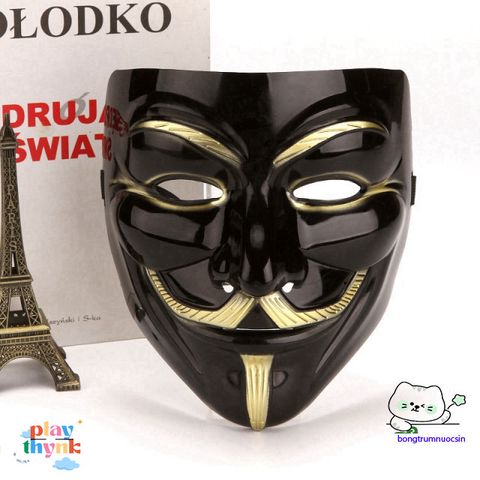 Mặt Nạ Hóa Trang Hacker Anonymous Vàng Bạc Đen Trắng - Phụ Kiện Độc Đáo Cho Halloween và Cosplay
