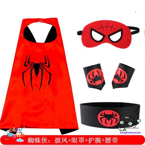 Bộ trang phục Siêu nhân dành cho bé trai - Áo choàng và mặt nạ hóa trang phong cách Spiderman, chất liệu phi bóng thoáng mát