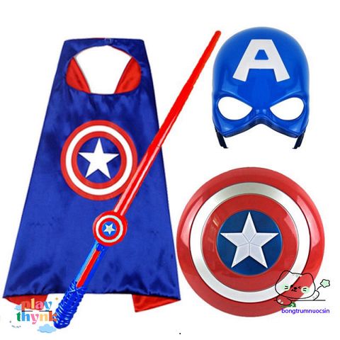 Bộ trang phục Siêu nhân dành cho bé trai - Áo choàng và mặt nạ hóa trang phong cách Spiderman, chất liệu phi bóng thoáng mát
