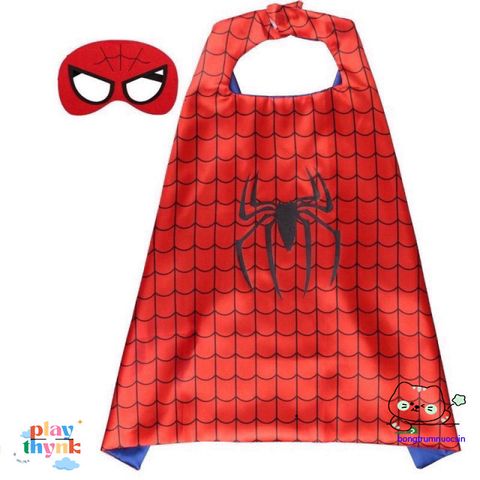 Bộ trang phục Siêu nhân dành cho bé trai - Áo choàng và mặt nạ hóa trang phong cách Spiderman, chất liệu phi bóng thoáng mát