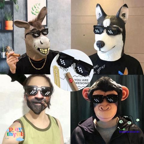 Kính Mát Thug Life Năng Động - Thiết Kế Cá Tính Pixel, Chống UV400, Phù Hợp Mọi Lứa Tuổi, Dành Cho Tiệc Tùng & Du Lịch