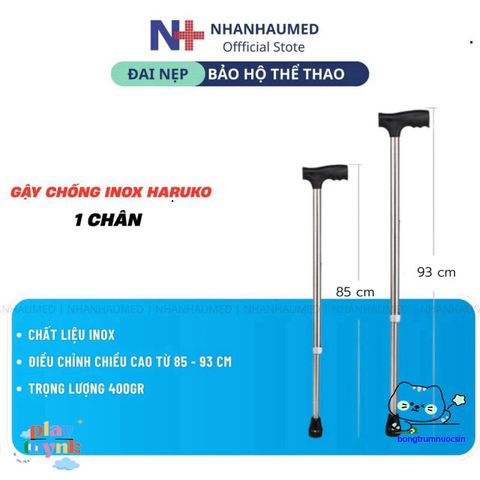Gậy Chống Inox Haruko Dành Cho Người Già - Gậy 1 Chân, 3 Chân, 4 Chân Điều Chỉnh Cao, Thiết Kế Chống Trượt An Toàn, Quà Tặng Ý Nghĩa