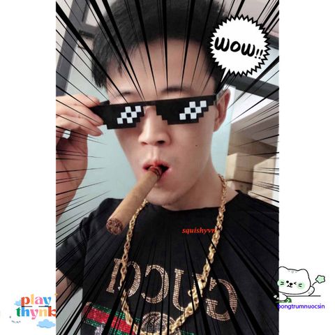 Kính Mosaics Thug Life - Mắt Kính Pixelated Hip Hop Độc Đáo Dành Cho Nam Nữ, UV400 Chống Tia UV