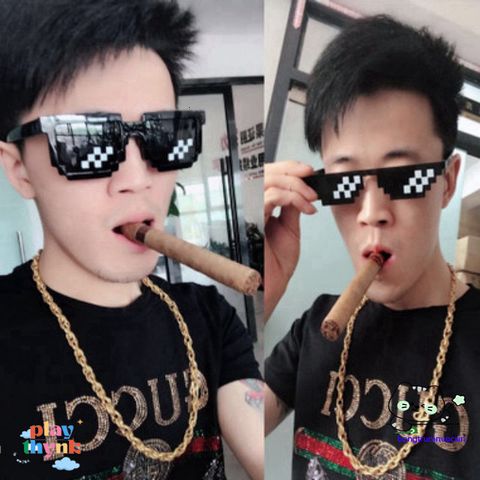 Kính Mát Thug Life 8bit Đen FY1 - Kính Mát Chống UV 400 Cho Nam Giới, Phong Cách Ngầu và Thanh Lịch, Quà Tặng Hoàn Hảo