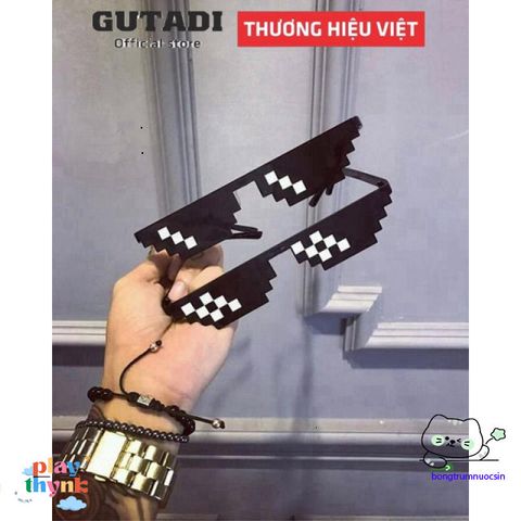 Kính Mắt Thug Life Minecraft - Kính Đen Phong Cách Thời Trang Hot Trend 2020, Chất Liệu ABS, Cho Nam Nữ, Kính Chắn Bụi 8-Bit