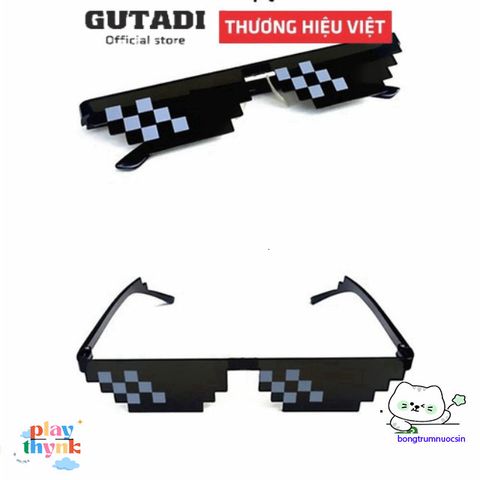 Kính Mắt Thug Life Minecraft - Kính Đen Phong Cách Thời Trang Hot Trend 2020, Chất Liệu ABS, Cho Nam Nữ, Kính Chắn Bụi 8-Bit