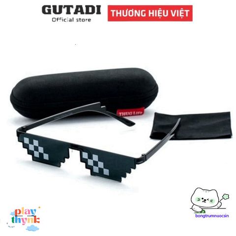 Kính Mắt Thug Life Minecraft - Kính Đen Phong Cách Thời Trang Hot Trend 2020, Chất Liệu ABS, Cho Nam Nữ, Kính Chắn Bụi 8-Bit