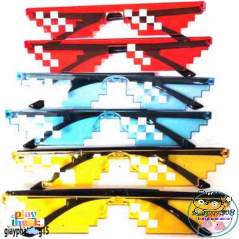 Kính Mắt Thug Life 8bit MINECRAFT - Phụ Kiện Thời Trang Độc Đáo Dành Cho Nam Nữ, Chống Bụi, Chất Liệu ABS Bền Bỉ