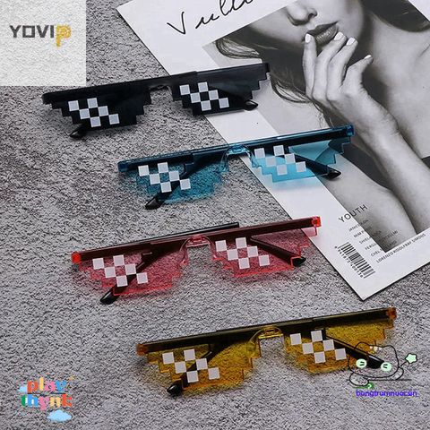 Kính Mát Yovip Retro Pixel Độc Đáo - Phụ Kiện Thời Trang Cho Game Thủ - Kính Râm Chống Tia UV, Thiết Kế Thời Thượng