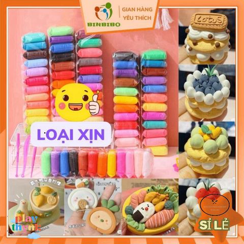 Bộ đất sét tự khô Binbibo 12 màu cao cấp an toàn cho trẻ em - Đồ chơi sáng tạo nặn hình, nhẹ và không dính