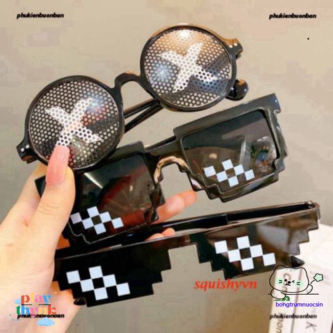Kính Mắt Thug Life Chấm 6 MINECRAFT Đen Trắng - Kính Thời Trang Nam Nữ, Miễn Phí Vận Chuyển, Phong Cách Thanh Niên