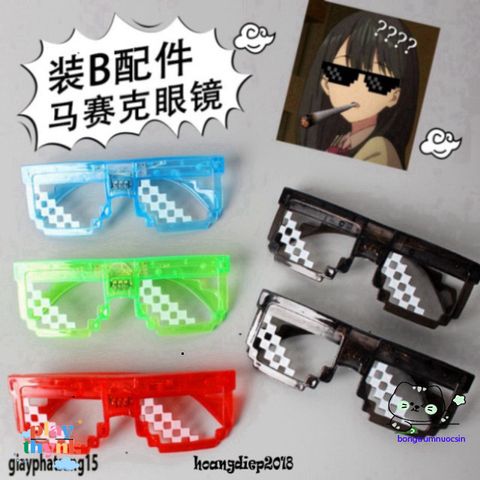 Kính Thuglife 6 Chấm MINECRAFT LED Phát Sáng Vạn Màu - Kính Mắt Độc Đáo, Ngầu, Thời Trang Cho Nam Nữ, Hot Trend 2021