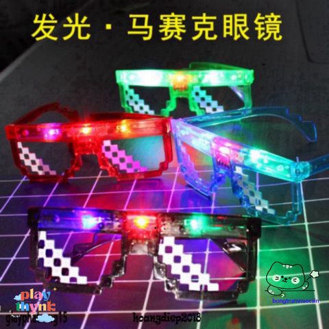 Kính Thuglife 6 Chấm MINECRAFT LED Phát Sáng Vạn Màu - Kính Mắt Độc Đáo, Ngầu, Thời Trang Cho Nam Nữ, Hot Trend 2021