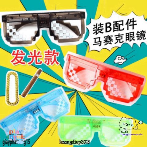 Kính Thuglife 6 Chấm MINECRAFT LED Phát Sáng Vạn Màu - Kính Mắt Độc Đáo, Ngầu, Thời Trang Cho Nam Nữ, Hot Trend 2021