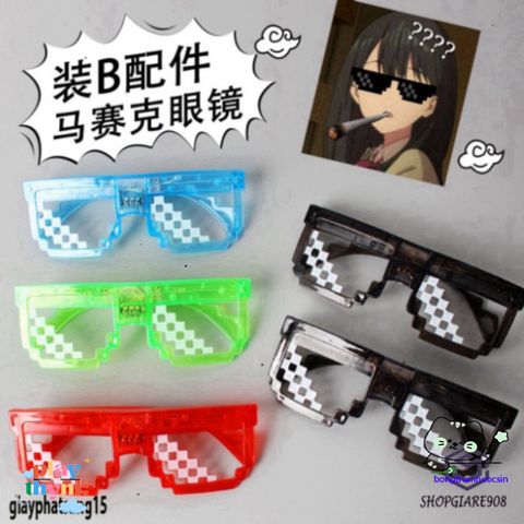 Kính Mắt LED 6 Điểm MINECRAFT Thuglife - Kiểu Dáng Thời Trang Phát Sáng Đa Màu, Phù Hợp Với Mọi Phong Cách Ngầu!