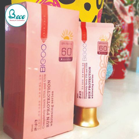 Kem nền chống nắng kháng khuẩn BIGOO Sun Protection SPF60 Hàn Quốc 80ml - Giải pháp hoàn hảo bảo vệ da, chống nắng hiệu quả, giảm mụn