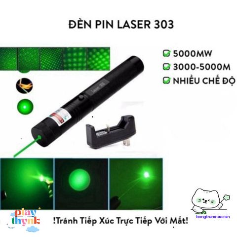 Bút Laze Tia Xanh 303 - Đèn Laser Siêu sáng, Chiếu Xa 3km, Có thể Sạc USB, Phụ Kiện Hữu Ích Cho Văn Phòng