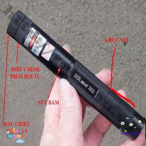 Đèn Laser 303 Siêu Sáng Xanh Lá - Đèn Pin Laser Kèm Pin Sạc & Khóa An Toàn - Công Suất 100mw, Chất Liệu Aerometal