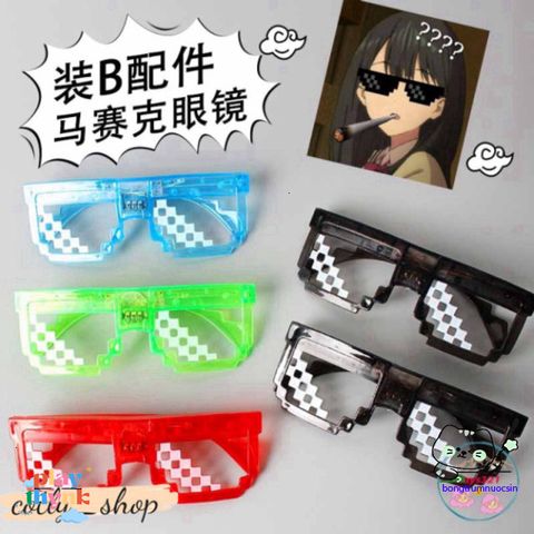 Kính Thuglife 6 Chấm MINECRAFT - Kính Mát LED Nhiều Màu Sắc Thời Trang, Phong Cách Độc Đáo và Sáng Tạo