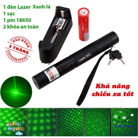 Đèn Pin Laser 303 Cao Cấp - Chiếu Xa 2 Km, Ánh Sáng Đỏ/Xanh, Chống Nước, Đèn Cho Giảng Dạy và Du Lịch, Bao Gồm Pin và Củ Sạc.