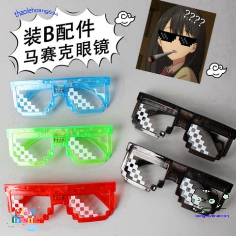 Kính mát vuông Thug Life phát sáng LED - Phụ kiện thời trang hip hop cá tính cho nam nữ - Hot trend 2021