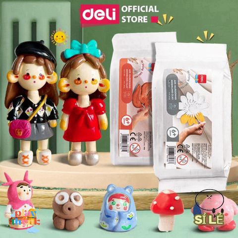 Đất Sét Tự Khô Deli An Toàn 250/500gr - Không Nướng, Không Mùi, Lý Tưởng Cho Nghệ Thuật Nặn Và Sáng Tạo