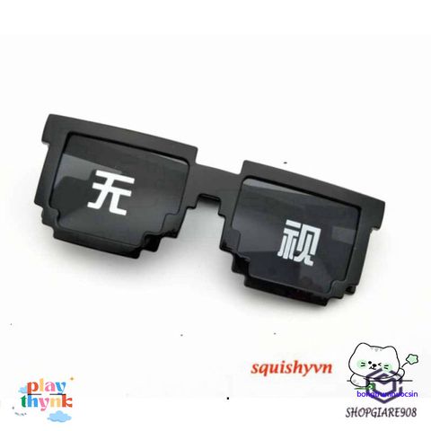 Kính Mát Thug Life Chất Liệu ABS - Phong Cách Minecraft Siêu Ngầu Dành Cho Nam Nữ, Phù Hợp Chụp Ảnh Nhóm
