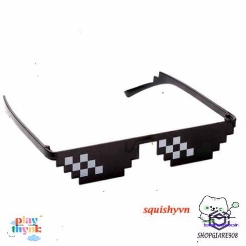 Kính Mát Thug Life Chất Liệu ABS - Phong Cách Minecraft Siêu Ngầu Dành Cho Nam Nữ, Phù Hợp Chụp Ảnh Nhóm