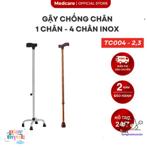Gậy Chống Inox MedCaree Chỉnh Cao 67-87cm - Hỗ Trợ Đi Lại Cho Người Già, An Toàn, Nhẹ, Bền, Chống Trượt.