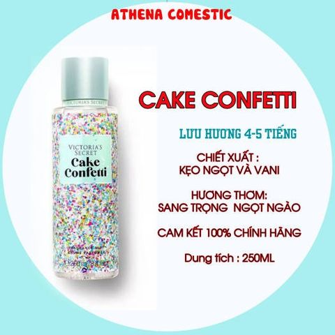 Xịt thơm cơ thể Victoria's Secret Cake Confetti - Hương thơm ngọt ngào, chính hãng, cung cấp độ ẩm, sản phẩm làm đẹp cao cấp