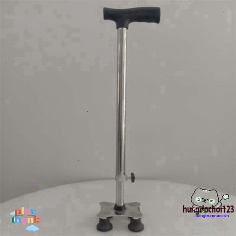 Gậy trợ lực 4 chân INOX điều chỉnh chiều cao - Giải pháp hoàn hảo cho người già và người khuyết tật an toàn và chắc chắn