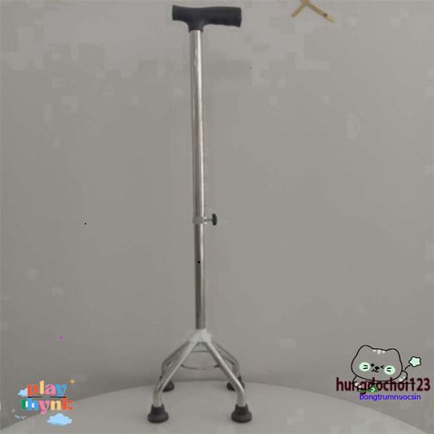Gậy trợ lực 4 chân INOX điều chỉnh chiều cao - Giải pháp hoàn hảo cho người già và người khuyết tật an toàn và chắc chắn