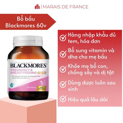 Viên uống Blackmores Pregnancy & Breast-Feeding Gold cho mẹ bầu - Hộp 60 viên