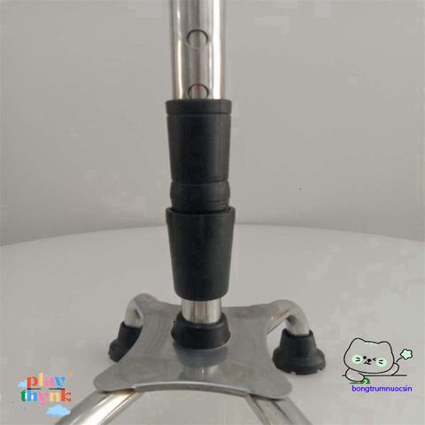 Gậy Chống Đi 4 Chân INOX Điều Chỉnh Cao Thấp - Công Cụ Hỗ Trợ Người Già và Khuyết Tật Tập Đi An Toàn