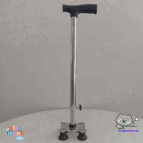 Gậy Chống Đi 4 Chân INOX Điều Chỉnh Cao Thấp - Công Cụ Hỗ Trợ Người Già và Khuyết Tật Tập Đi An Toàn