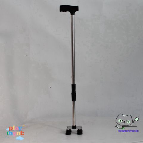 Gậy Chống Đi 4 Chân INOX Điều Chỉnh Cao Thấp - Công Cụ Hỗ Trợ Người Già và Khuyết Tật Tập Đi An Toàn
