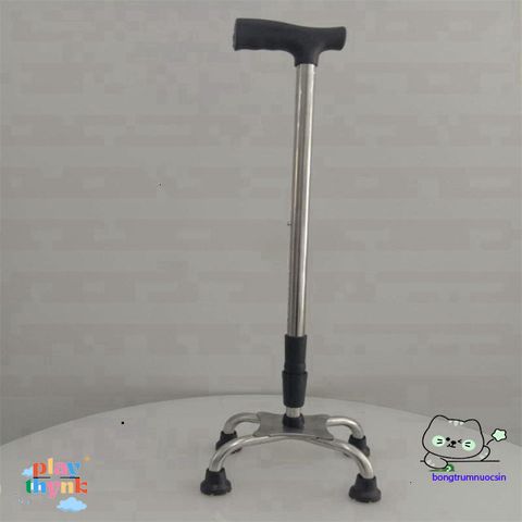 Gậy Batoong INOX 4 Chân Chỉnh Cao - Gậy Chống Đi Cho Người Già, Người Khuyết Tật, An Toàn và Vững Chắc