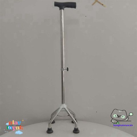 Gậy Batoong INOX 4 Chân Chỉnh Cao - Gậy Chống Đi Cho Người Già, Người Khuyết Tật, An Toàn và Vững Chắc