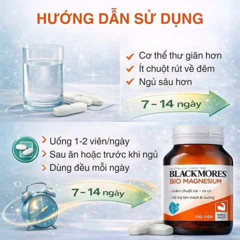 Viên uống Blackmores Bio Magnesium hỗ trợ cơ bắp và hệ thần kinh - Lọ 100 viên