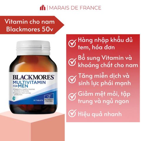 Viên uống Blackmores Multivitamin For Men hỗ trợ sức khỏe nam giới - Lọ 50 viên